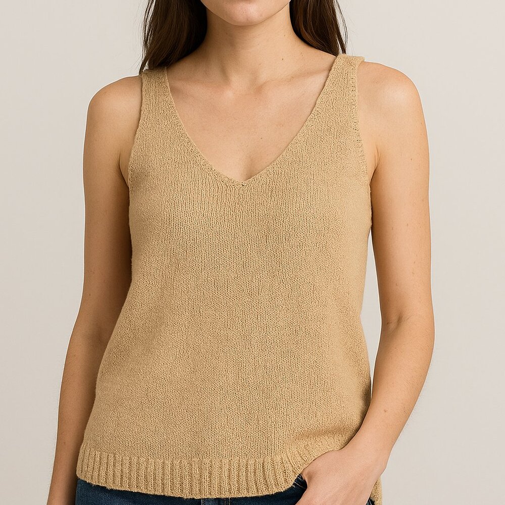 DYI Women's Sweater Tank Top Beige Size Medium
